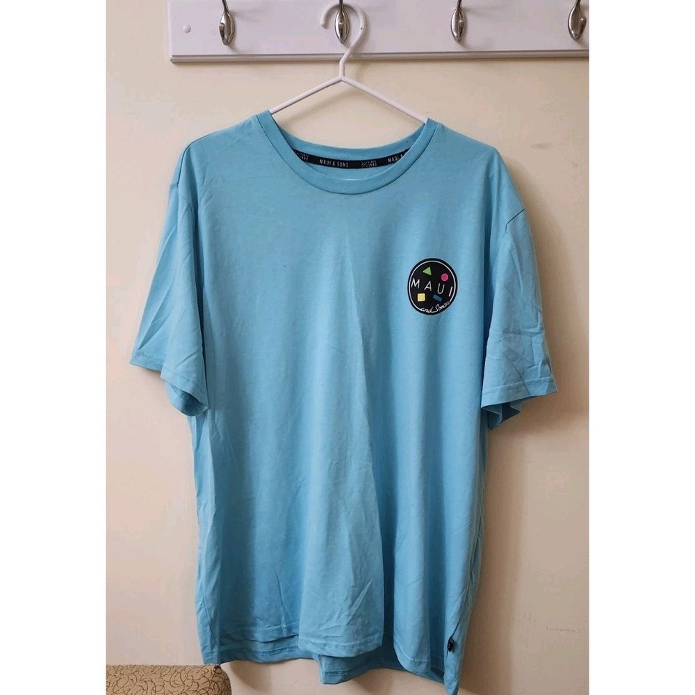 Maui and Sons Men's Medium Blue Surfing Double Sided Graphic Print XL T-Shirt